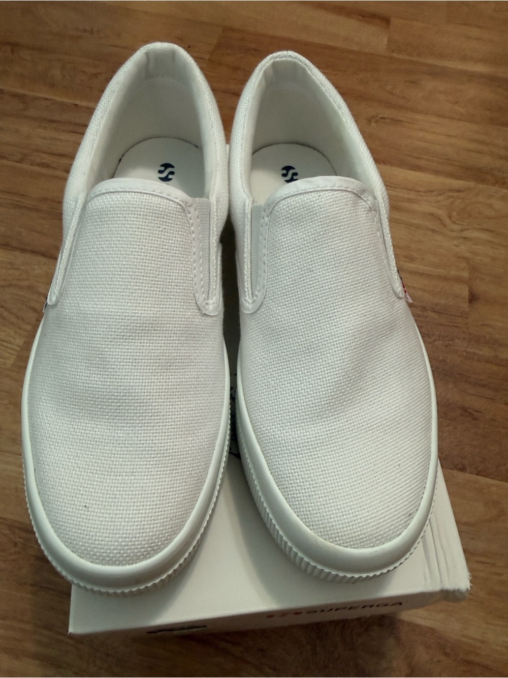 Superga White Canvas Slip-On Loafers